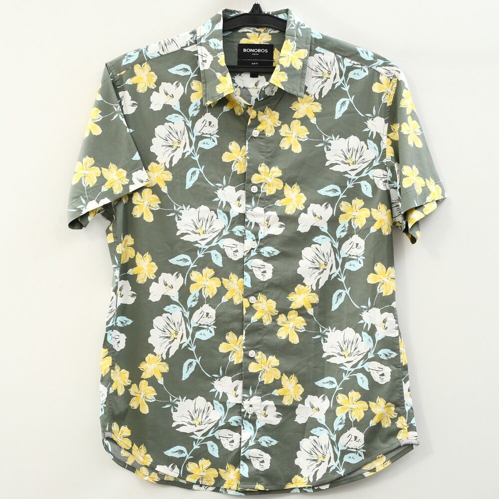 Bonobos Riviera Short Sleeve Men's Shirt Buttondown Print Slim Fit M New 285211